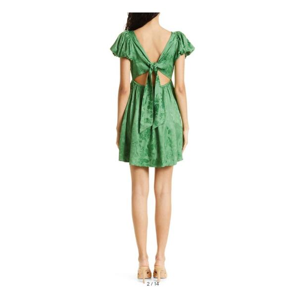 byTiMo Floral Jacquard Babydoll Mini Dress Emerald Green Size XXL NWOT - Picture 3 of 8